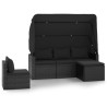 Salon de jardin 4 pcs avec coussins noir résine tressée 568327568327