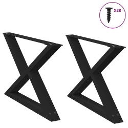 Pieds de table basse 2 pièces Noir 70 x (42-43,3) cm Acier 568331568331