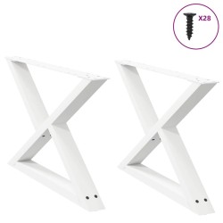 Pieds de table basse 2 pièces Blanc 70 x (42-43,3) cm Acier 568335568335
