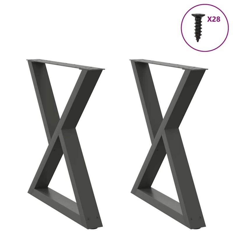 Pieds de table à manger 2 pièces Anthracite 70 x (72-73,3) cm Acier 568338568338