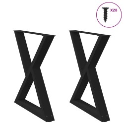 Pieds de table à manger 2 pièces Noir 80 x (72-73,3) cm Acier 568341568341