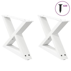 Pieds de table basse 2 pièces Blanc 60 x (30-31,3) cm Acier 568342568342