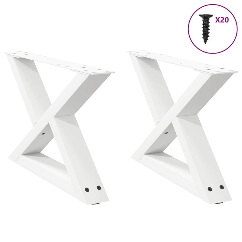 Pieds de table basse 2 pièces Blanc 60 x (30-31,3) cm Acier 568342568342