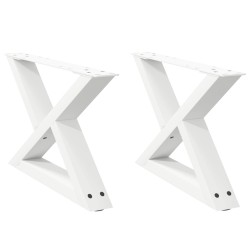 Pieds de table basse 2 pièces Blanc 60 x (30-31,3) cm Acier 568342568342