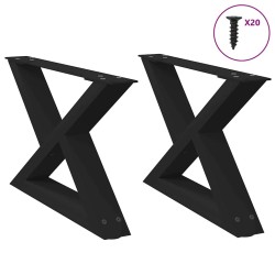 Pieds de table basse 2 pièces Noir 60 x (30-31,3) cm Acier 568343568343