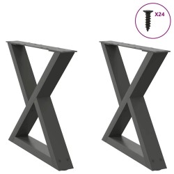 Pieds de table basse 2 pièces Anthracite 60 x (42-43,3) cm Acier 568350568350