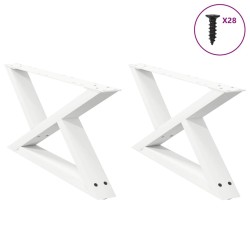Pieds de table basse 2 pièces Blanc 70 x (30-31,3) cm Acier 568355568355