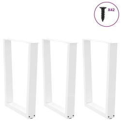 Pieds de table à manger en forme de V, 3 pièces, blanc, 70 x (72-73,3) cm, acier 568362568362