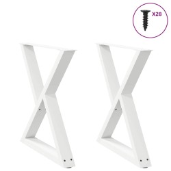 Pieds de table à manger 2 pièces Blanc 80 x (72-73,3) cm Acier 568365568365