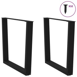 Pieds de table à manger en forme de V 2 pièces Noir 90 x (72-73,3) cm Acier 568367568367
