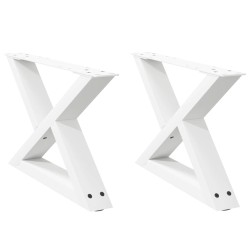 Pieds de table basse 2 pièces Blanc 50 x (30-31,3) cm Acier 568374568374