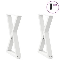 Pieds de table à manger 2 pièces Blanc 60 x (72-73,3) cm Acier 568376568376