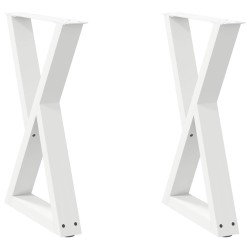Pieds de table à manger 2 pièces Blanc 60 x (72-73,3) cm Acier 568376568376