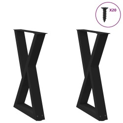 Pieds de table à manger 2 pièces Noir 50 x (72-73,3) cm Acier 568378568378