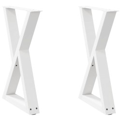 Pieds de table à manger 2 pièces Blanc 50 x (72-73,3) cm Acier 568379568379