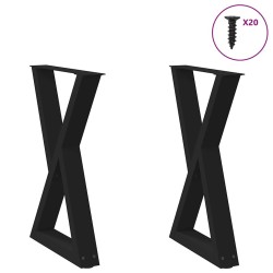 Pieds de table à manger 2 pièces Noir 60 x (72-73,3) cm Acier 568382568382