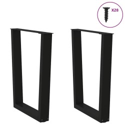 Pieds de table à manger en forme de V, 2 pièces, noir, 70 x (72-73,3) cm, acier 568387568387