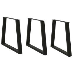 Pieds de table à manger en V 3 pièces Noir 70 x (72-73,3) cm Acier 568390568390