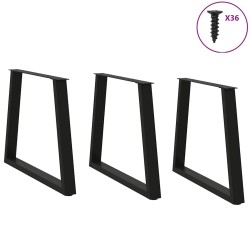 Pieds de table à manger en V 3 pièces Noir 70 x (72-73,3) cm Acier 568390568390