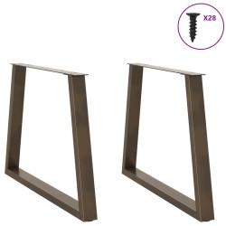 Pieds de table à manger en forme de V, 2 pièces, acier naturel, 100 x (72-73,3) cm 568418568418