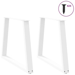 Pieds de table à manger en forme de V, 2 pièces, blanc, 80 x (72-73,3) cm, acier 568427568427