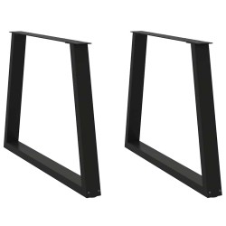Pieds de table à manger en forme de V 2 pièces Noir 90 x (72-73,3) cm Acier 568431568431