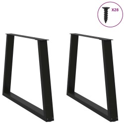Pieds de table à manger en forme de V 2 pièces Noir 90 x (72-73,3) cm Acier 568431568431