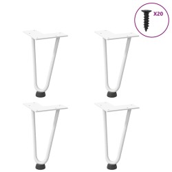 Pieds en épingle à cheveux pour table basse 4 pièces Blanc 20 cm Acier massif 568456568456