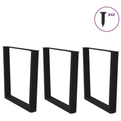 Pieds de table à manger en V 3 pièces Noir 90 x (72-73,3) cm Acier 568505568505