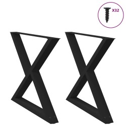 Pieds de table à manger 2 pièces Noir 90 x (72-73,3) cm Acier 568511568511
