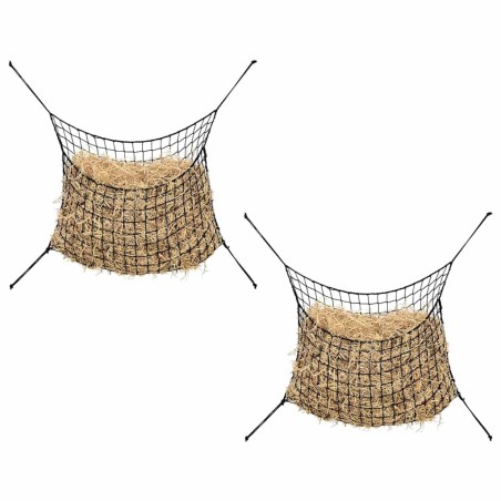 Filets à foin 2 pcs rectangulaire noir 150x90 cm PP 568514568514