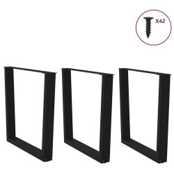 Pieds de table à manger en V 3 pièces Noir 80 x (72-73,3) cm Acier 568521568521