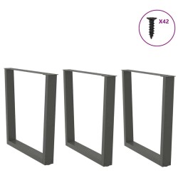 Pieds de table à manger en forme de V, 3 pièces, anthracite, 80 x (72-73,3) cm, acier 568522568522