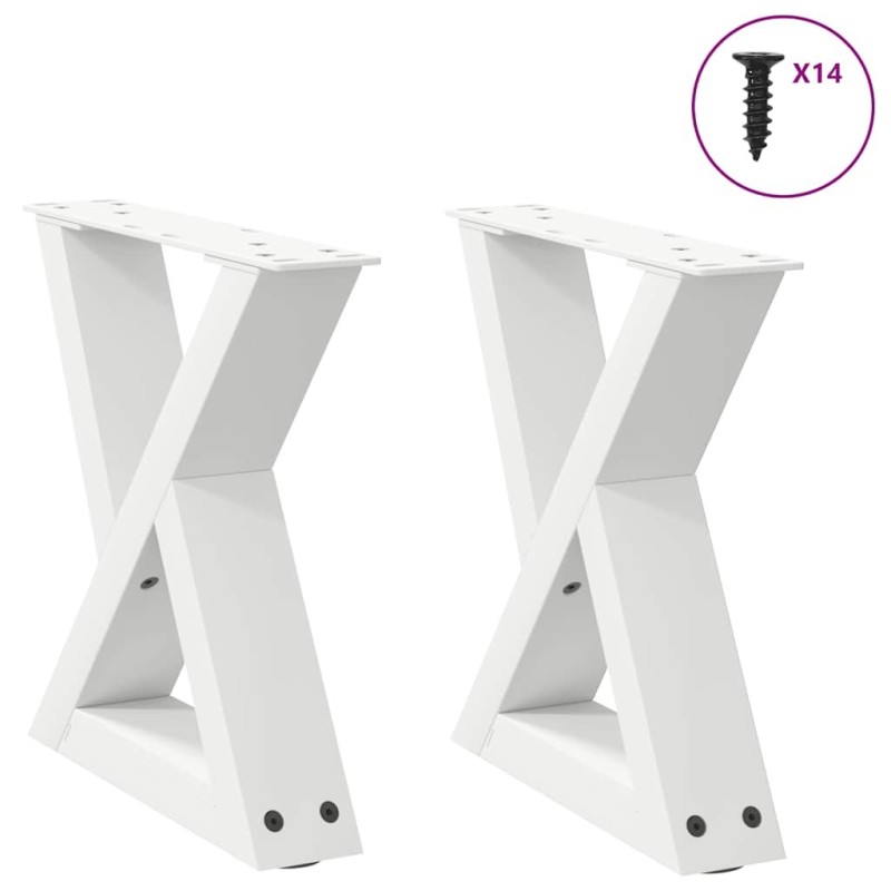 Pieds de table basse 2 pièces Blanc 30 x (30-31,3) cm Acier 568523568523
