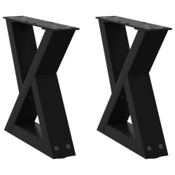 Pieds de table basse 2 pièces Noir 40 x (30-31,3) cm Acier 568524568524