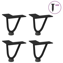 Pieds en épingle à cheveux pour table basse 4 pièces Noir 10 cm Acier massif 568537568537