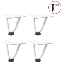 Pieds en épingle à cheveux pour table basse 4 pièces Blanc 10 cm Acier massif 568538568538