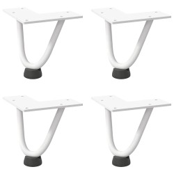 Pieds en épingle à cheveux pour table basse 4 pièces Blanc 10 cm Acier massif 568538568538