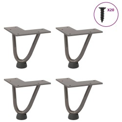 Pieds en épingle à cheveux pour table basse 4 pièces Acier naturel 10 cm Acier massif 568540568540