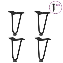 Pieds en épingle à cheveux pour table basse 4 pièces Noir 20 cm Acier massif 568541568541