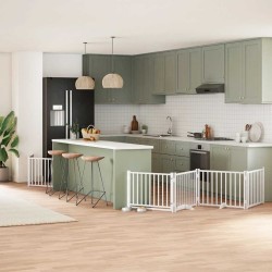 Barrière pour chien porte pliable 6panneaux blanc bois peuplier 568561568561
