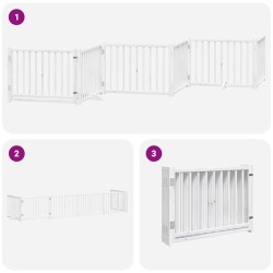 Barrière pour chien porte pliable 6panneaux blanc bois peuplier 568561568561
