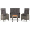Ensemble à manger jardin 4pcs et coussins Gris Résine tressée 568623568623