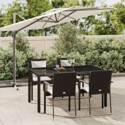 Ensemble à manger de jardin coussins 5pcs Noir Résine tressée 568626568626