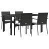 Ensemble à manger de jardin coussins 5pcs Noir Résine tressée 568626568626