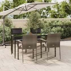 Ensemble à manger de jardin coussins 5 pcs noir et gris 568630568630