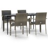 Ensemble à manger de jardin coussins 5 pcs noir et gris 568630568630