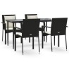 Ensemble à manger de jardin coussins 5pcs Noir Résine tressée 568636568636