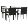 Ensemble à manger de jardin coussins 5pcs Noir Résine tressée 568636568636