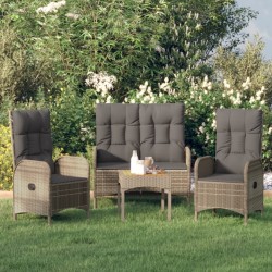 Ensemble à manger de jardin 3 pcs coussins gris résine tressée 568639568639